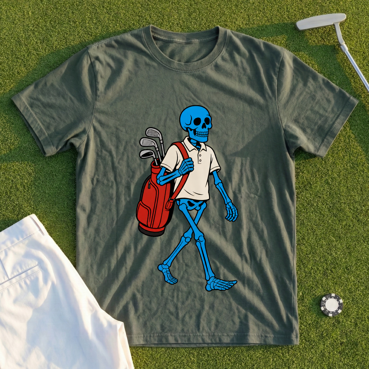 Blue Skeleton Caddie Tee