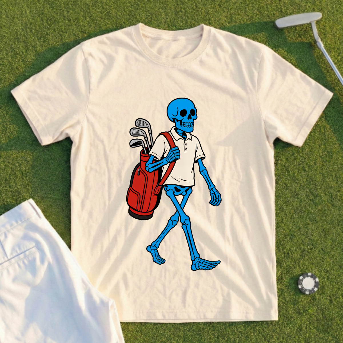 Blue Skeleton Caddie Tee