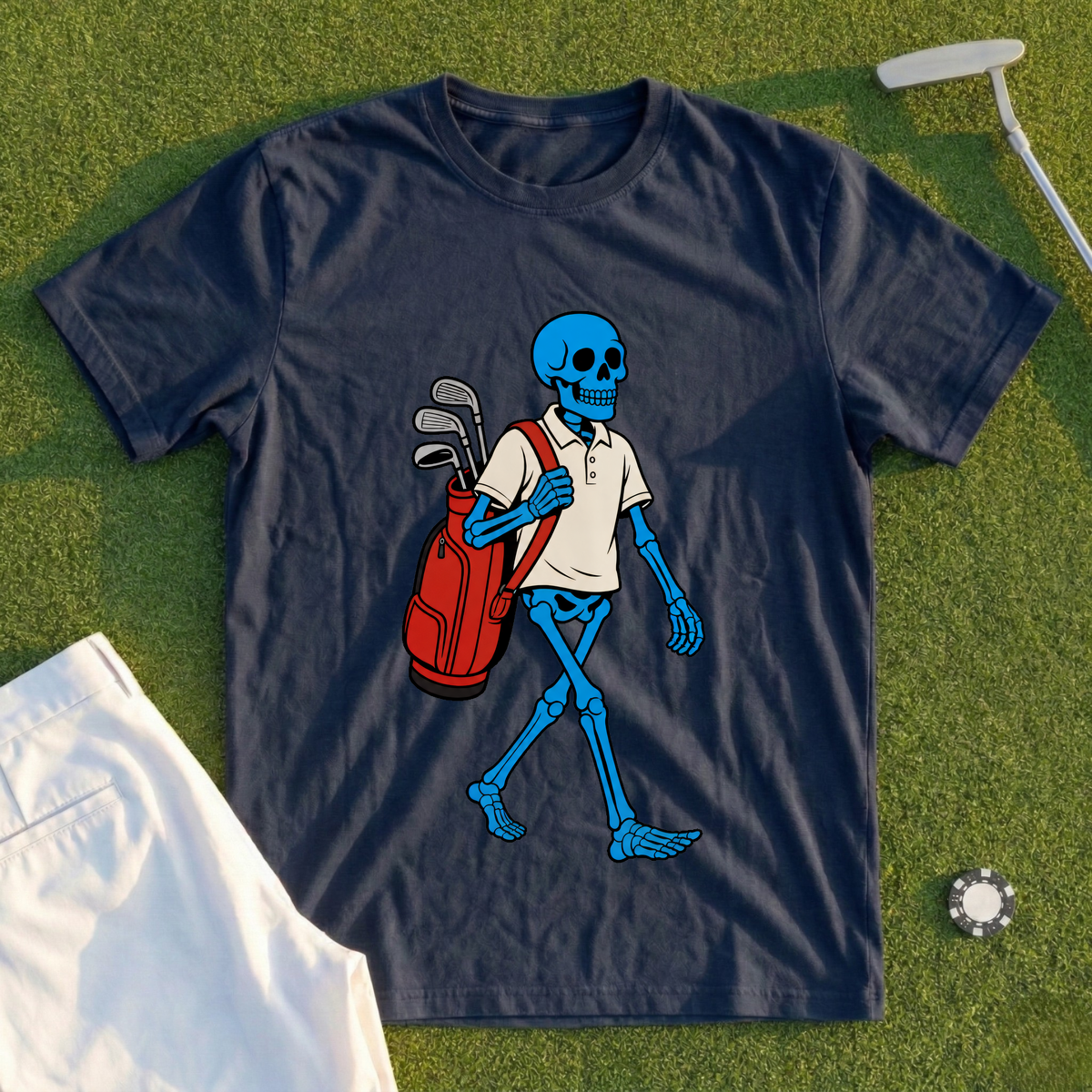 Blue Skeleton Caddie Tee