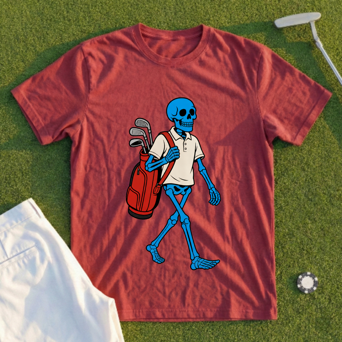 Blue Skeleton Caddie Tee