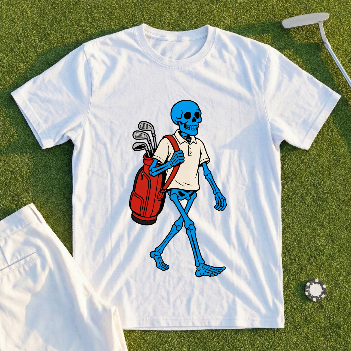 Blue Skeleton Caddie Tee