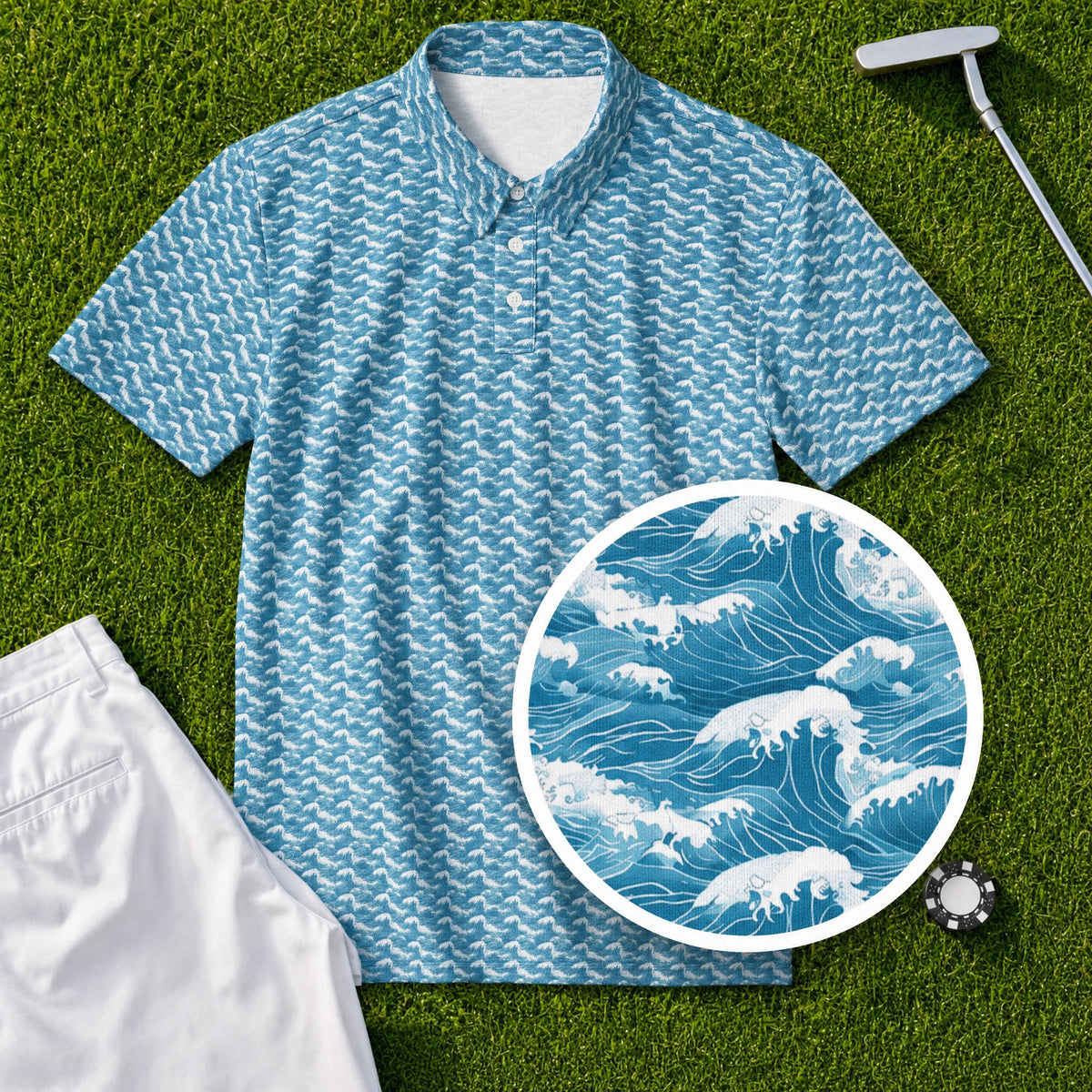 Blue Waves Performance Print Polo