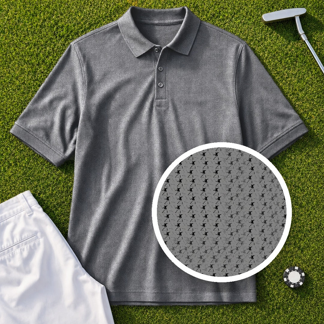 Club Thrower Repeat Performance Print Polo, all-over print, flat lay