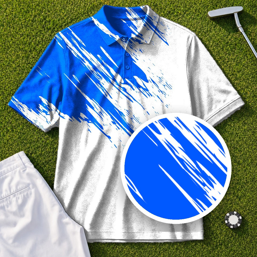 Blue Flash Performance Print Polo, print close-up