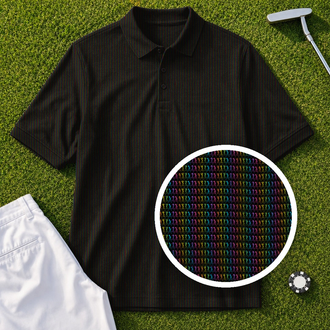 Rainbow Skeleton Line Performance Print Polo, print close-up