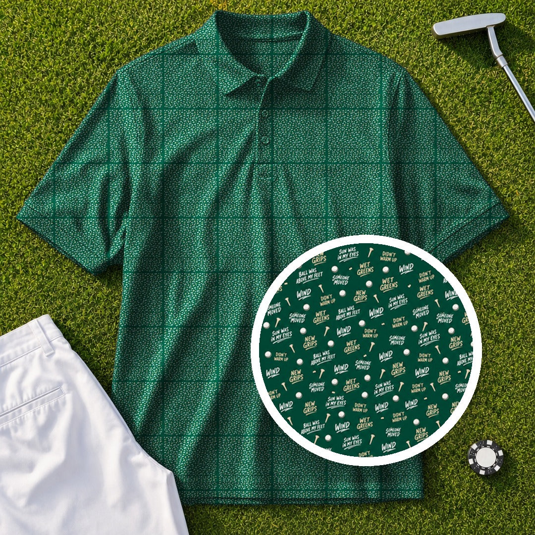 The Excuses Performance Print Polo, print close-up
