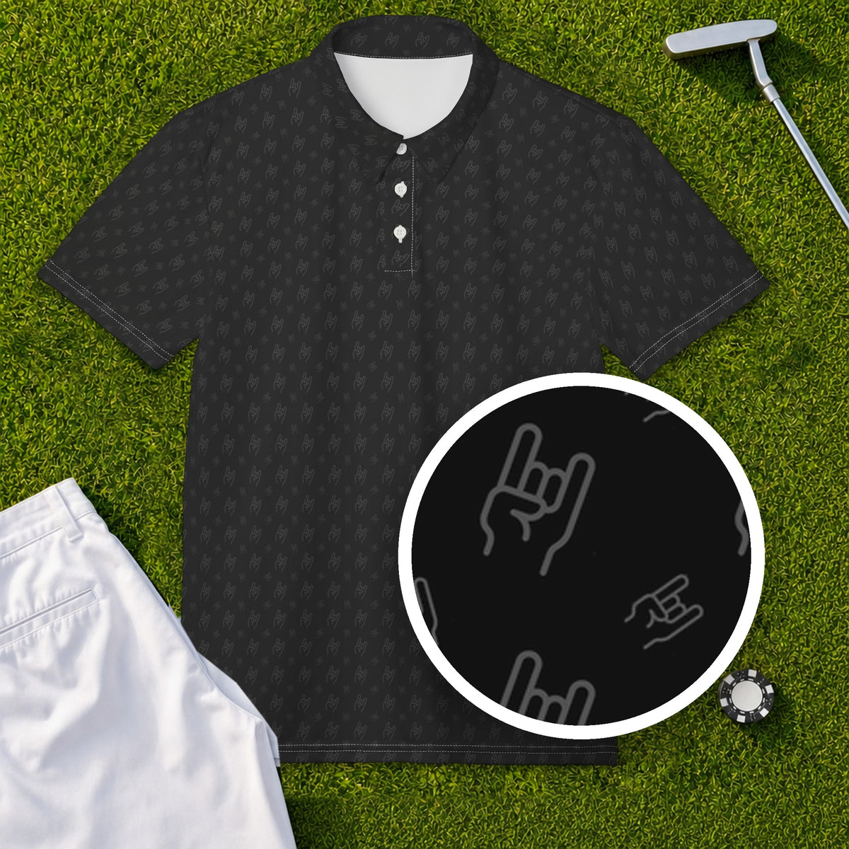 Rock On Performance Print Polo, print close-up