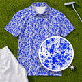 Blue Splatter Performance Print Polo, print close-up