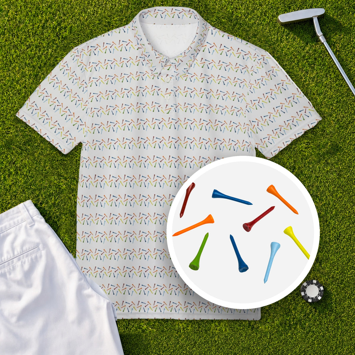 Golf Tees Performance Print Polo, print close-up