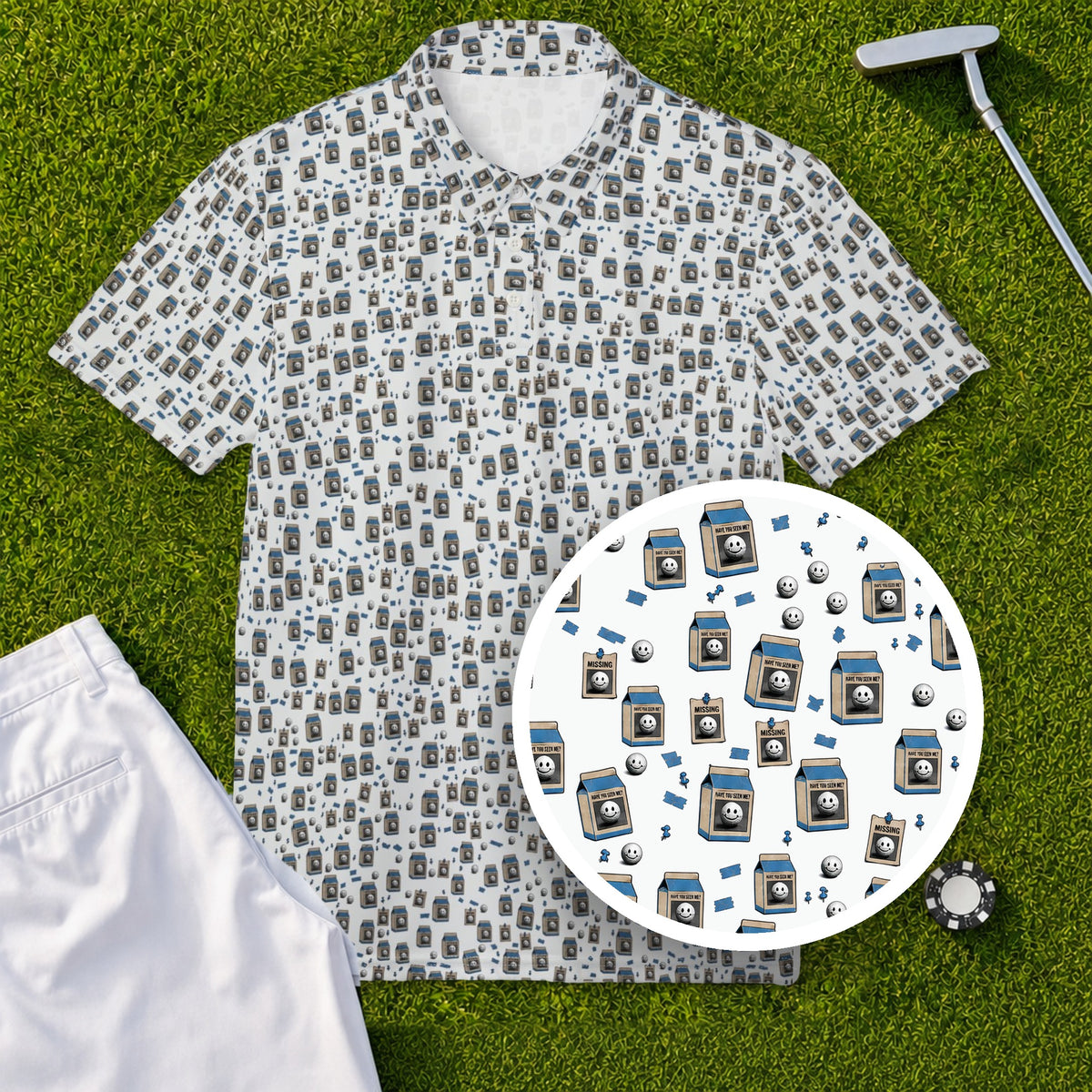 Lost Ball Posters Performance Print Polo, print close-up
