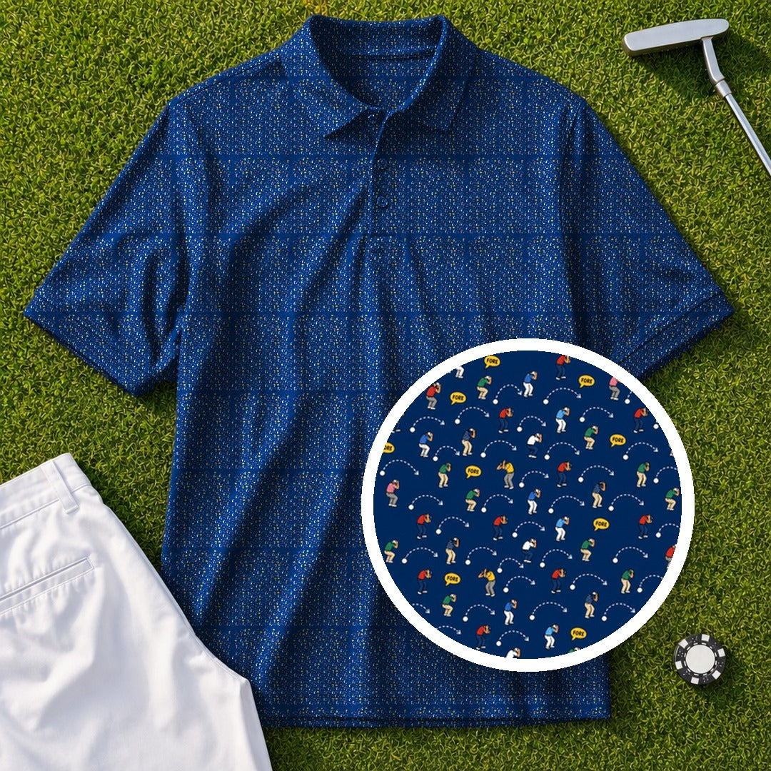 Everything Goes Right Performance Print Polo, all-over print, flat lay