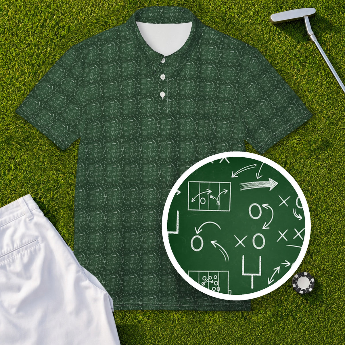Chalkboard Plays Performance Print Polo, print close-up