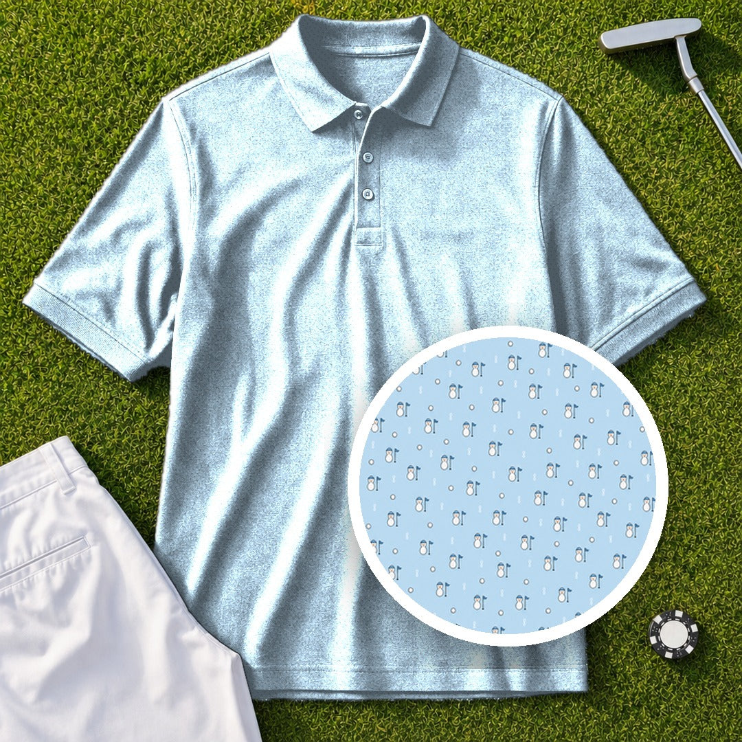 Snowman Season Performance Print Polo, print close-up