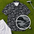 Grey Camo Performance Print Polo, print close-up