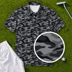 Grey Camo Performance Print Polo, print close-up