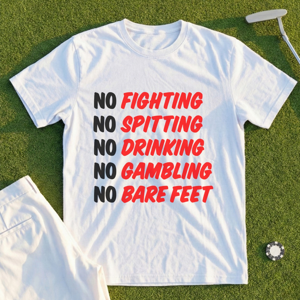 No Fighting Spitting Drinking Gambling Bare Feet Shirt