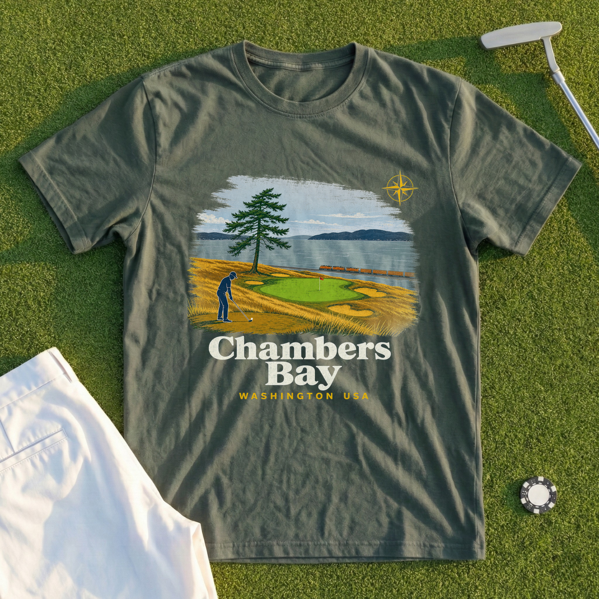 Chambers Bay, Lone Fir Travel Poster Tee