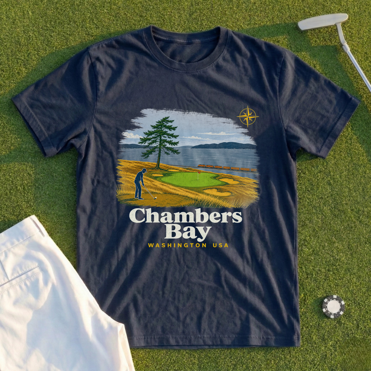 Chambers Bay, Lone Fir Travel Poster Tee