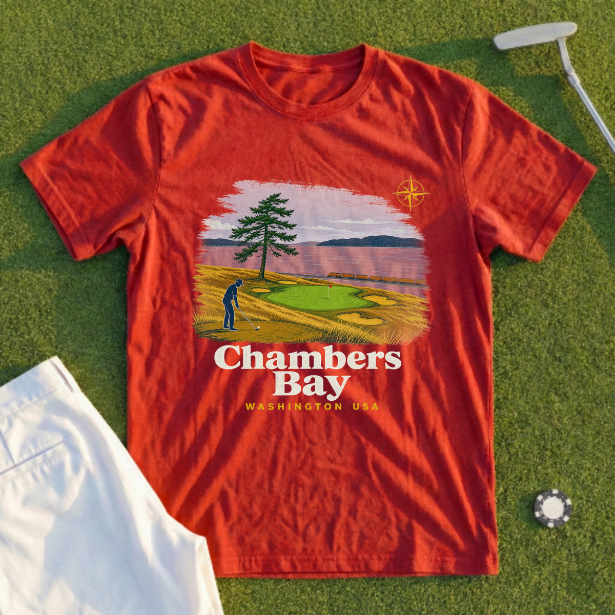 Chambers Bay, Lone Fir Travel Poster Tee