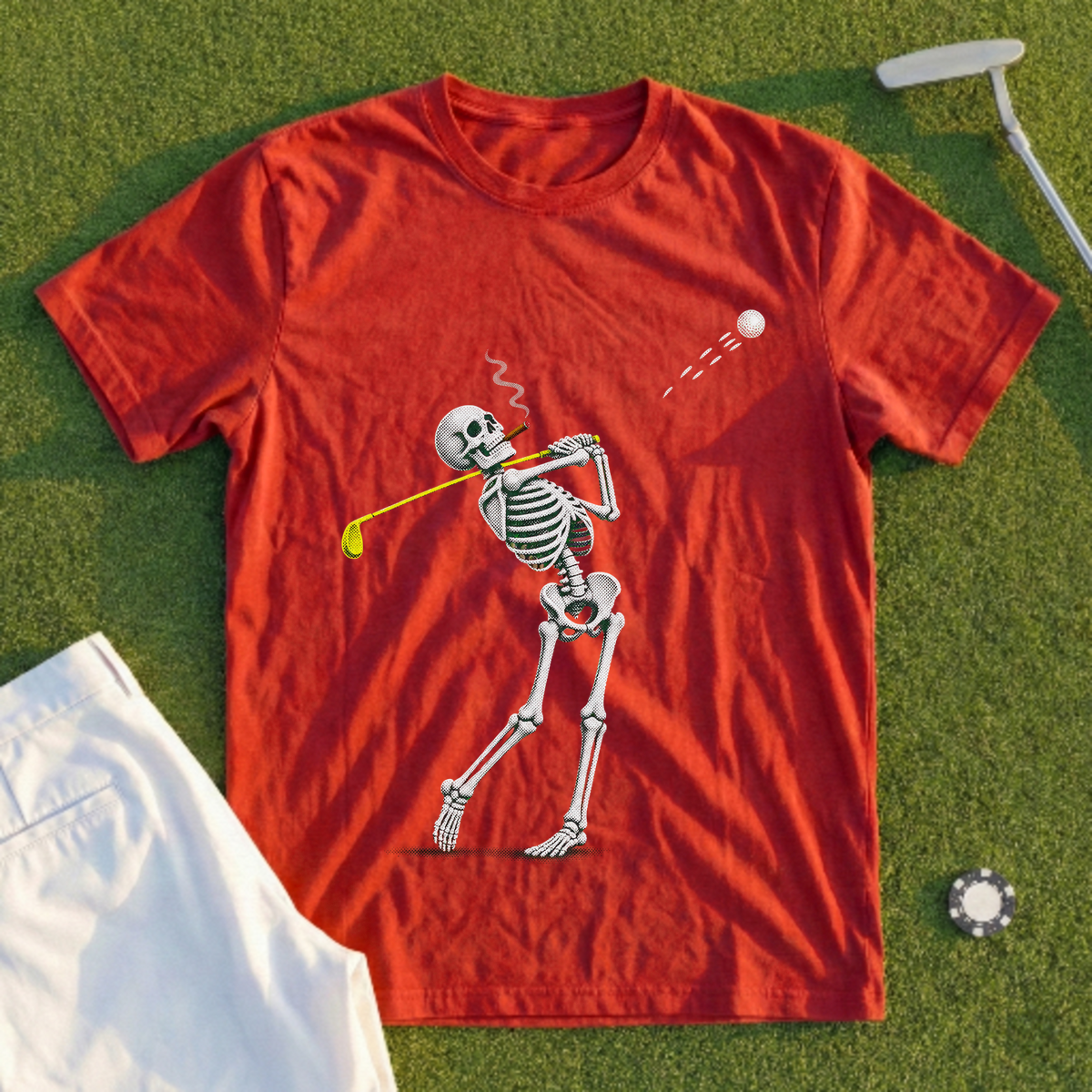 Cigar Skeleton Swing, Halftone Redraw Tee