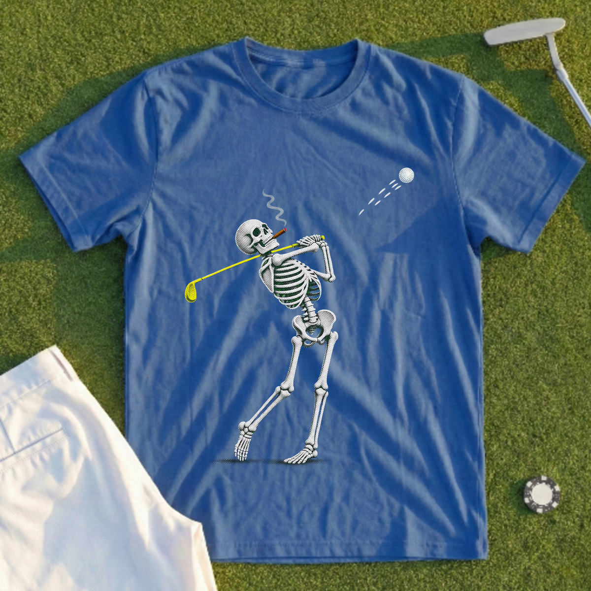 Cigar Skeleton Swing, Halftone Redraw Tee