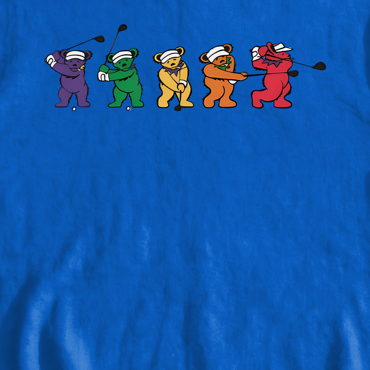Golf Swing Bears Sweatshirt, print close-up on Royal