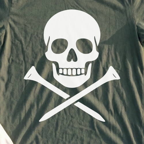 Skull & Cross Tees Tee, print close-up on Military Green