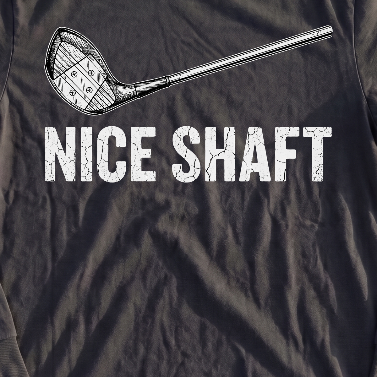 Nice Shaft Long Sleeve Tee, print close-up on Black