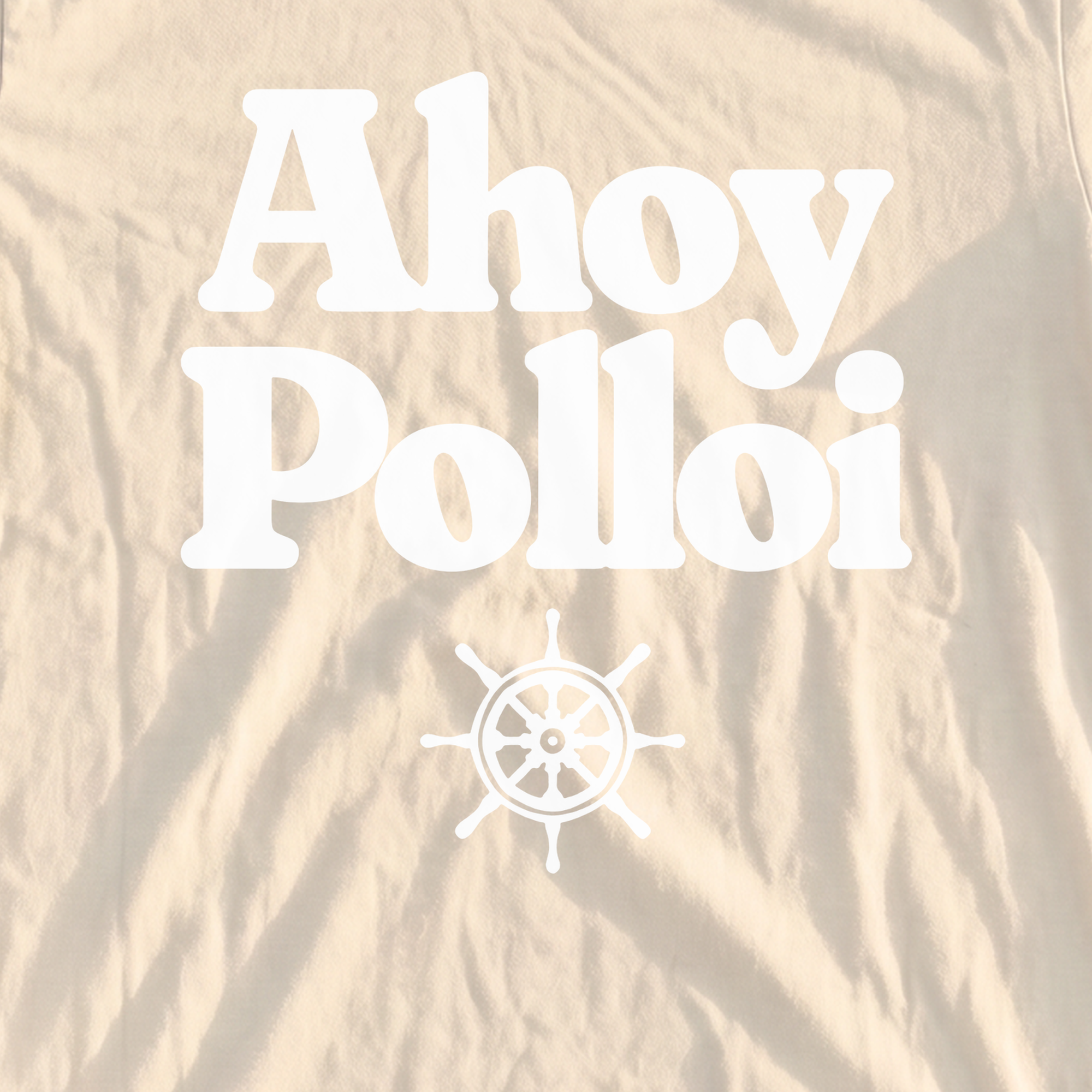Ahoy Polloi Heavyweight Tee, print close-up on Ivory