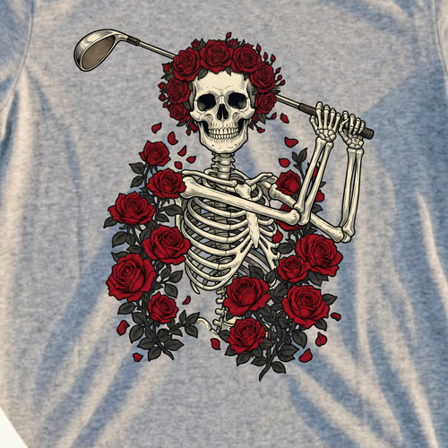 Eternal Solid Swing Tee, print close-up on Sport Grey