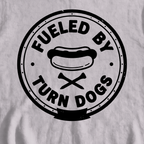 Fueled By Turn Dogs Sweatshirt, print close-up on Sport Grey