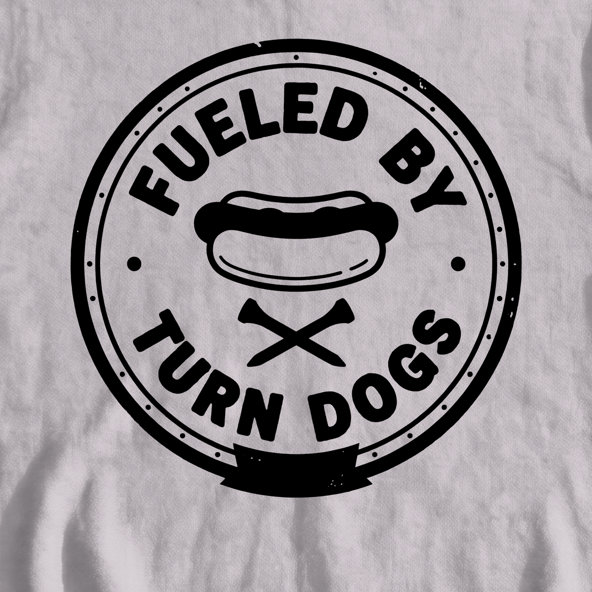 Fueled By Turn Dogs Sweatshirt, print close-up on Sport Grey