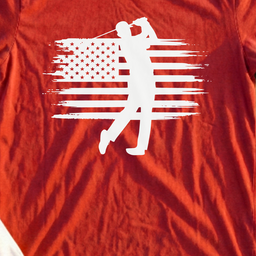 USA Flag Golfer Tee, print close-up on Red