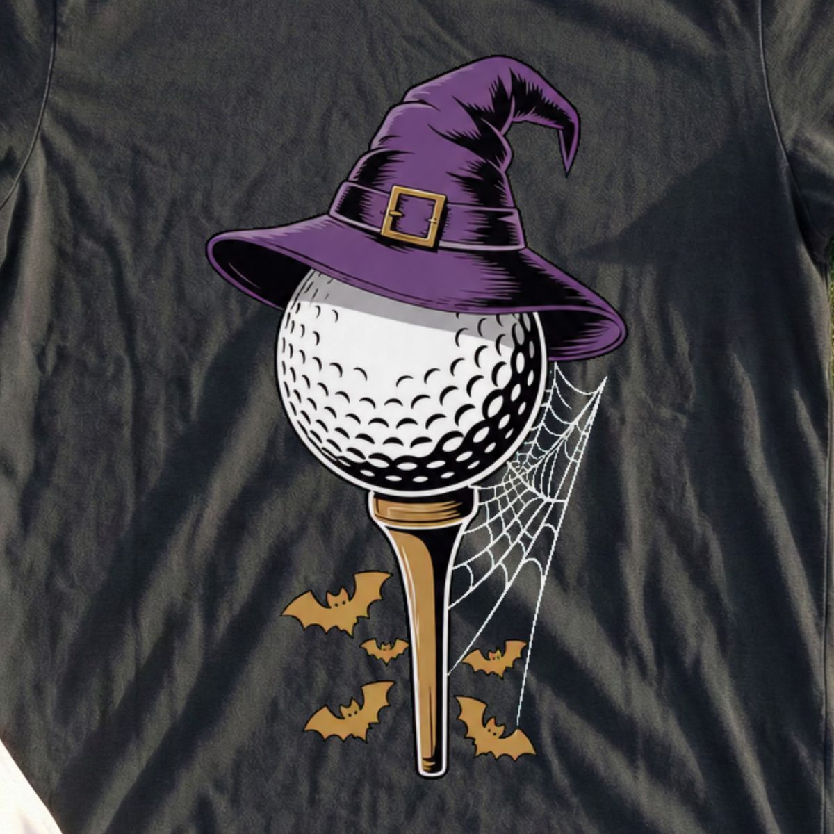 Cobwebs On The Tee Box Tee, print close-up on Black