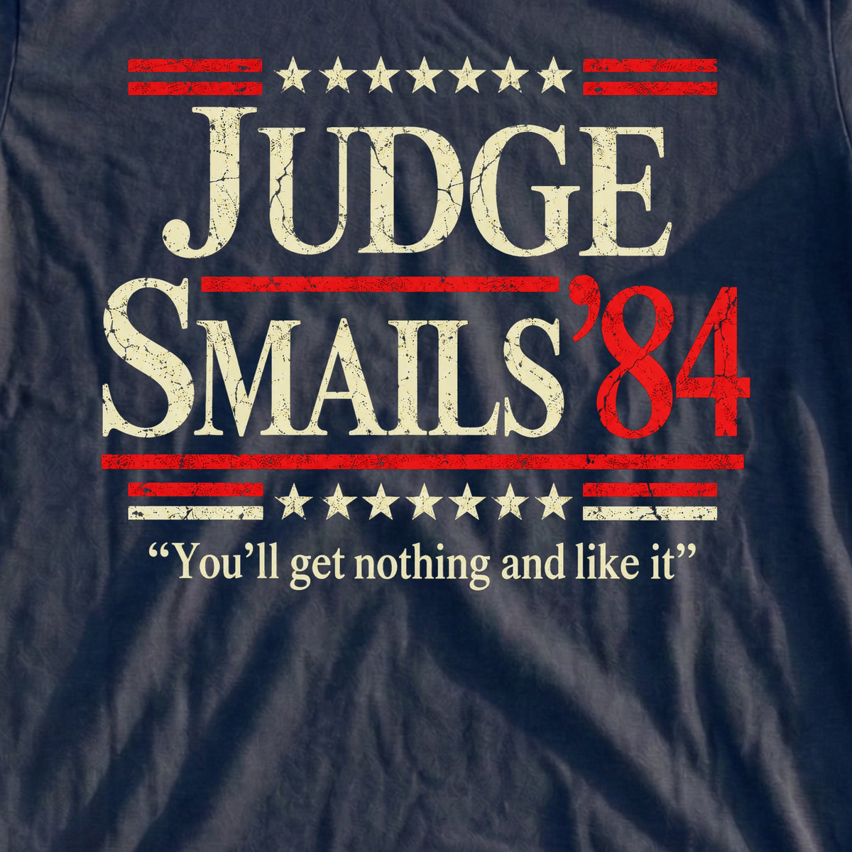 Judge Smails '84 Americana Tee, print close-up on Navy
