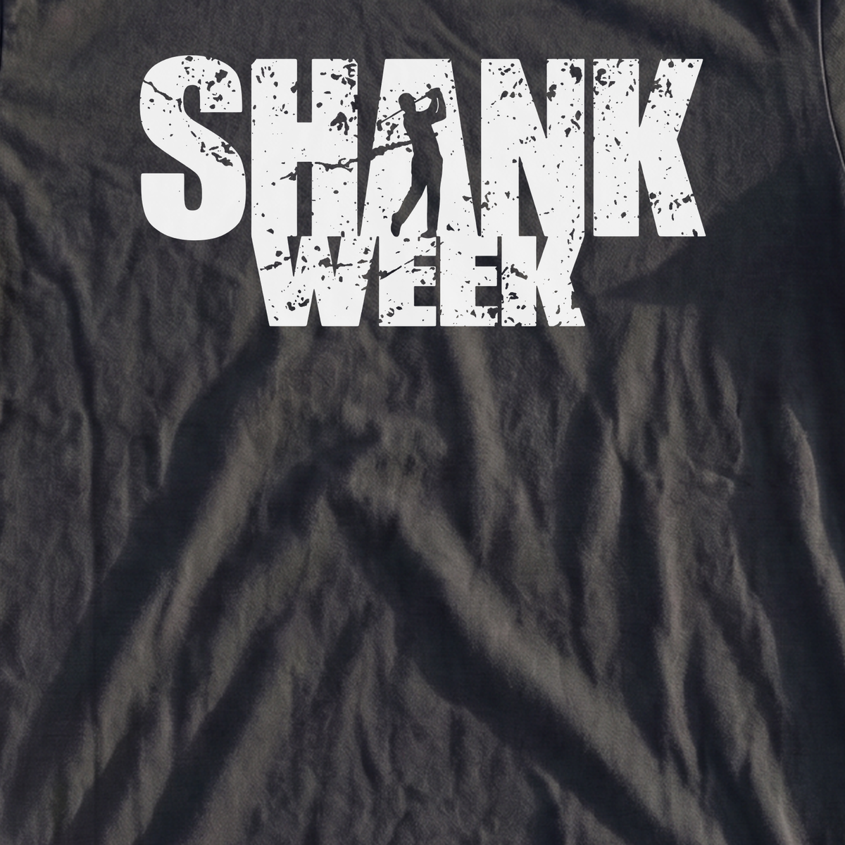 Shank Week Heavyweight Tee, print close-up on True Navy