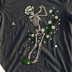 Daisy Skeleton Swing Tee, print close-up on Black