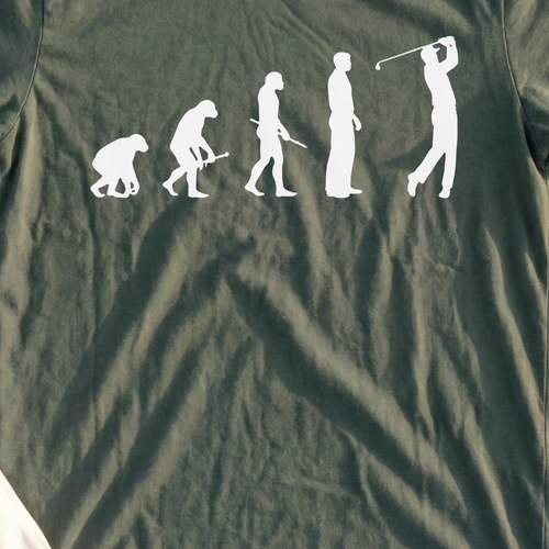 Golfer Evolution Tee, print close-up on Military Green