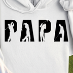 Papa Golfer Hoodie, print close-up on White