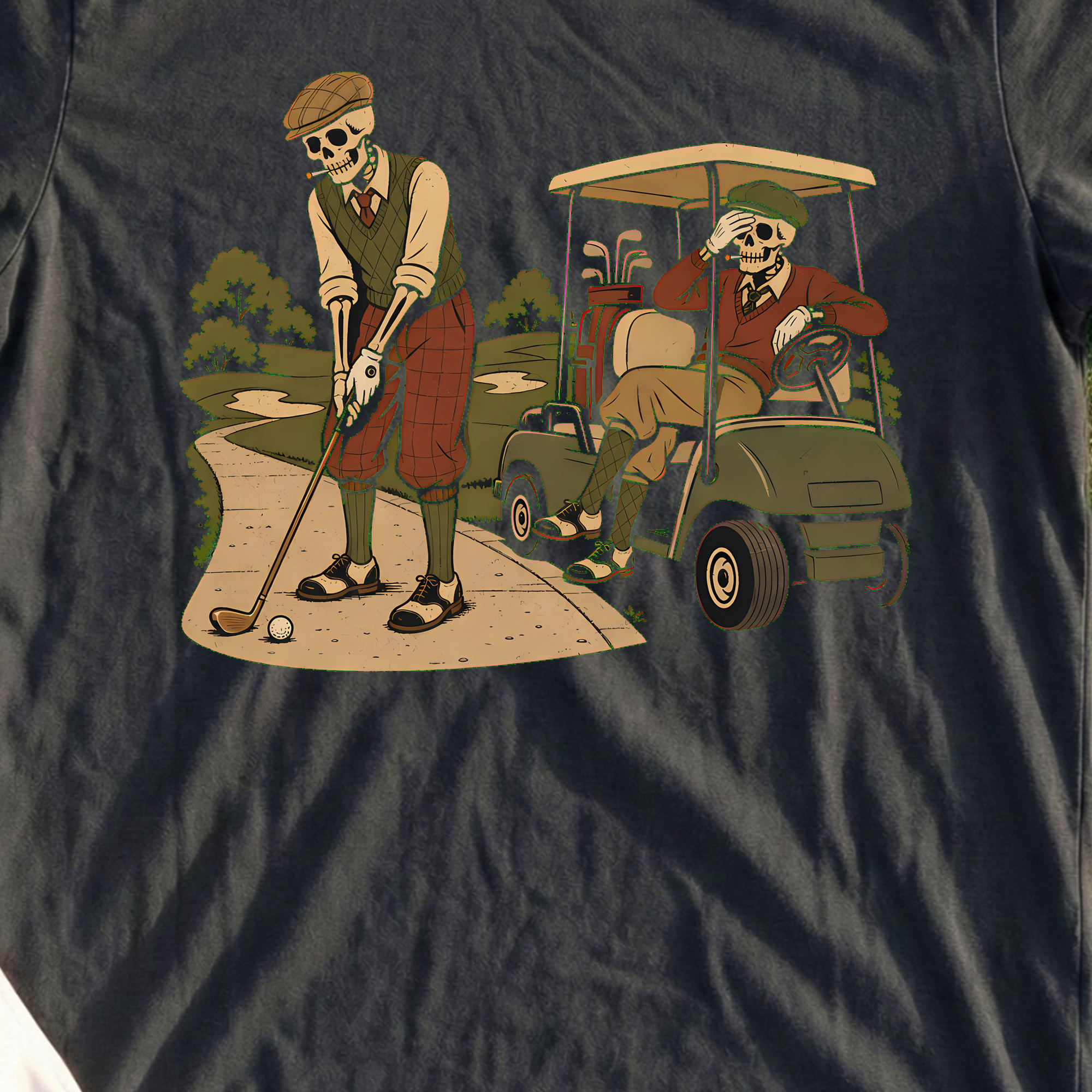 Cart Path Special Tee, print close-up on Black