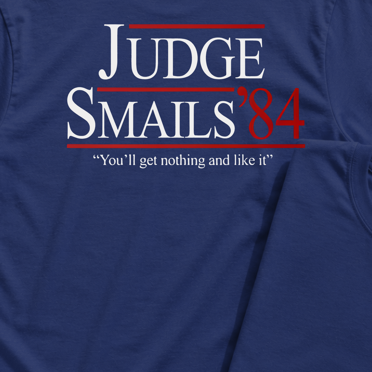 Judge Smails '84 Back Print Tee, print close-up on Navy