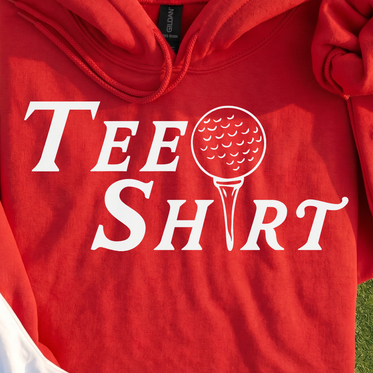 Tee Shirt Hoodie, print close-up on Red