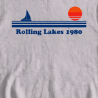 Rolling Lakes Yacht Club 1980 Sweatshirt, print close-up on Sport Grey