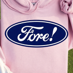 Fore! Logo Hoodie, print close-up on Light Pink