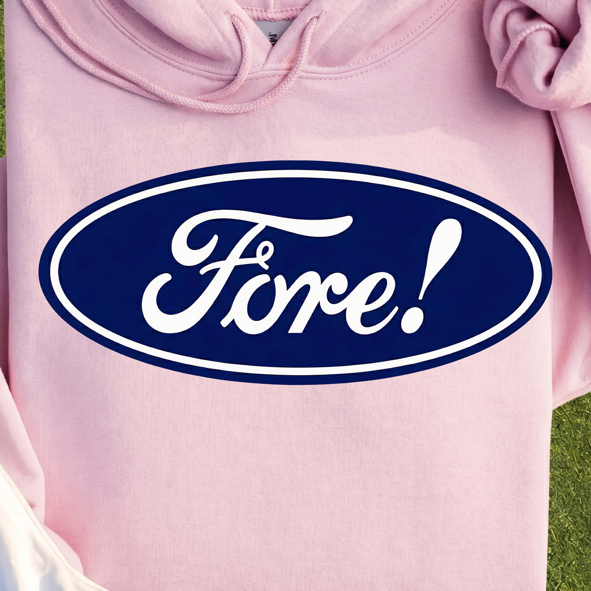 Fore! Logo Hoodie, print close-up on Light Pink