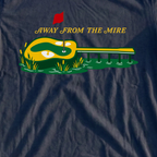 Away From The Mire Tee, print close-up on Navy