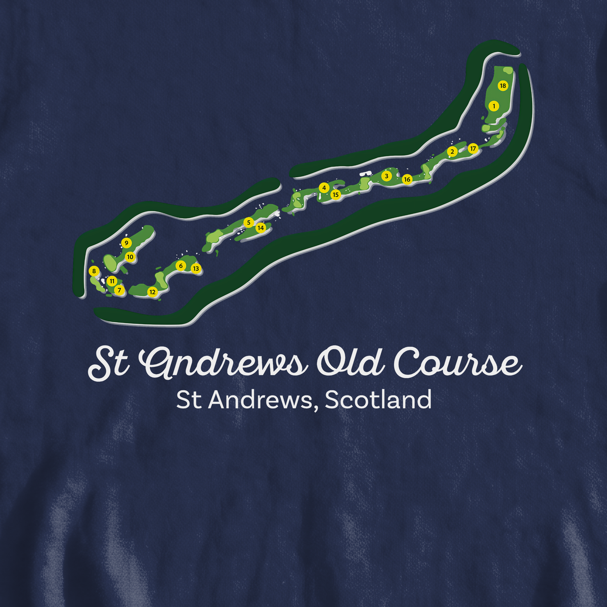 St Andrews Course Map Sweatshirt, print close-up on Navy