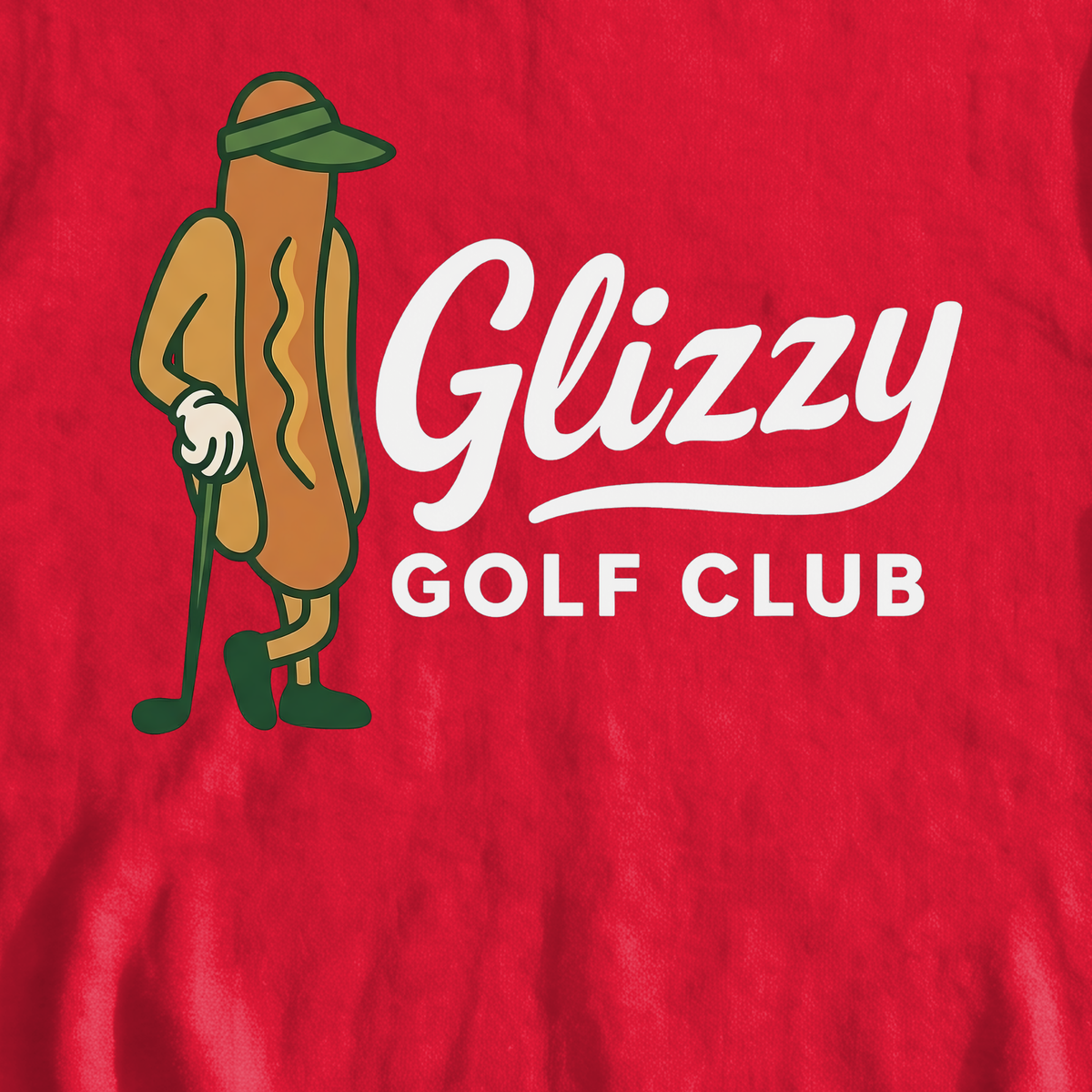 Glizzy Golf Club Sweatshirt, print close-up on Red