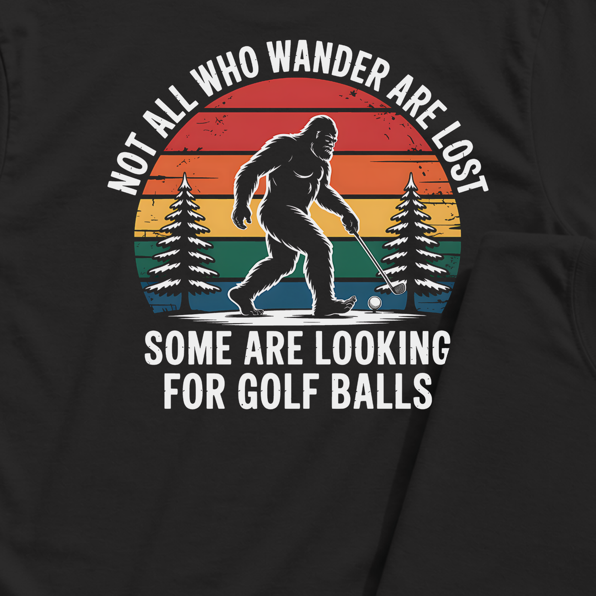 Wandering Sasquatch Back Print Tee, print close-up on Black