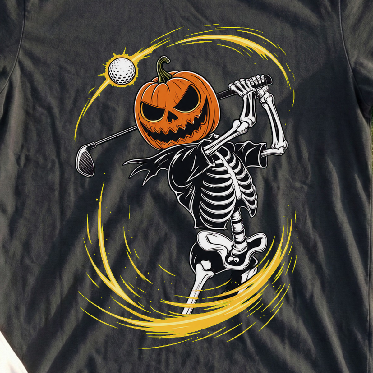 Jack-O-Swing Tee, print close-up on Black